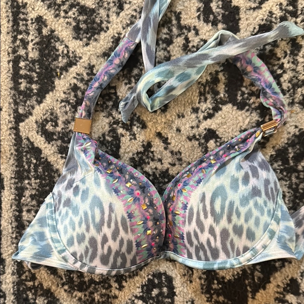 Victoria’s Secret Leopard Print Bikini top with Rhinestone Accents